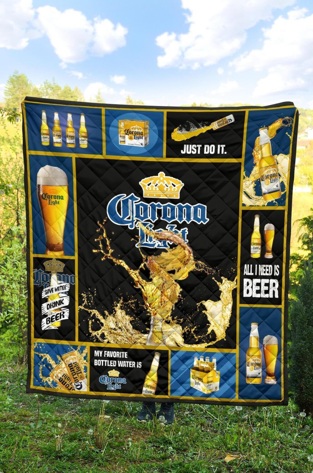 Corona Light Quilt Blanket All I Need Is Beer Gift Idea