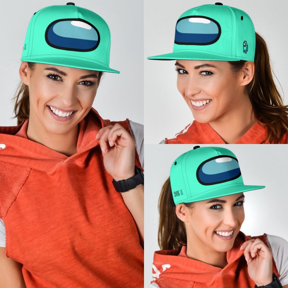 Cyan Crewmate Snapback Hat Among Us Gift Idea