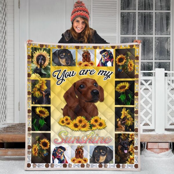 dachshund you are my sunshine sunflower quilt blanket rvhpo