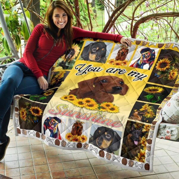 dachshund you are my sunshine sunflower quilt blanket vz3bm