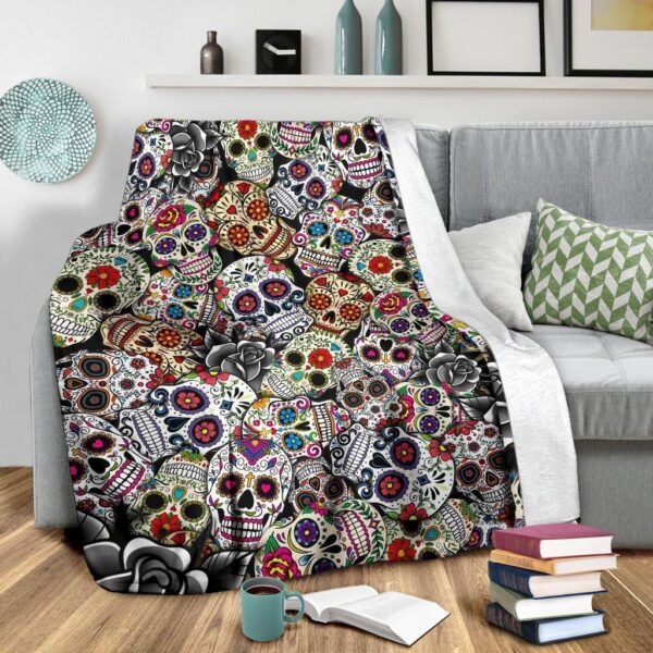 day of the dead sugar skulls fleece blanket bedding decor xwfmj