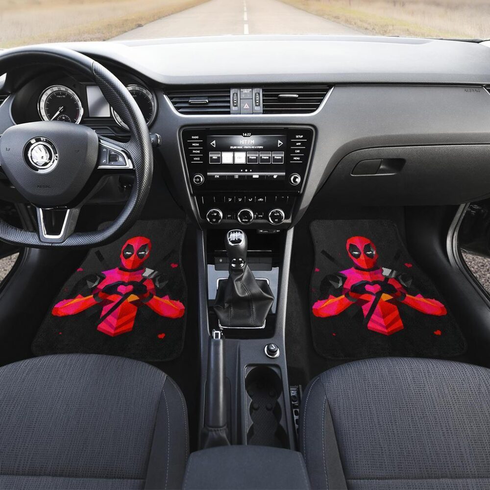 Deadpool Heart Hand Sign In Dark Theme Car Floor Mats