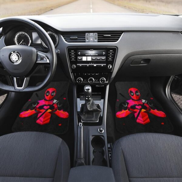 deadpool heart hand sign in dark theme car floor mats jgudi