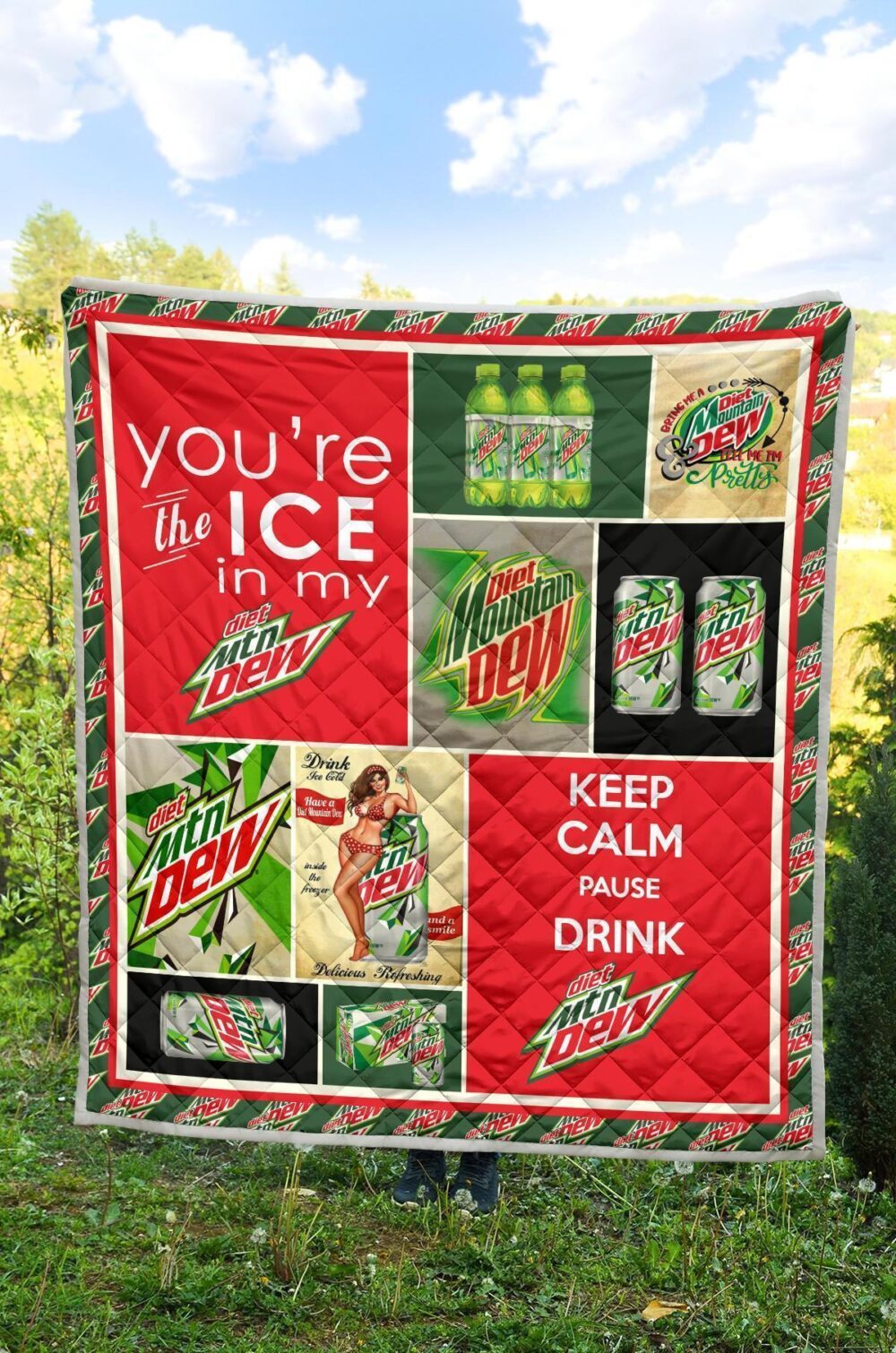 Diet Mountain Dew Quilt Blanket Funny Gift For Soft Drink Lover