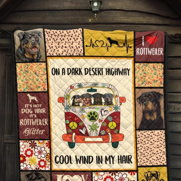 dog on dark desert highway hippie van rottweiler quilt blanket xrqpo