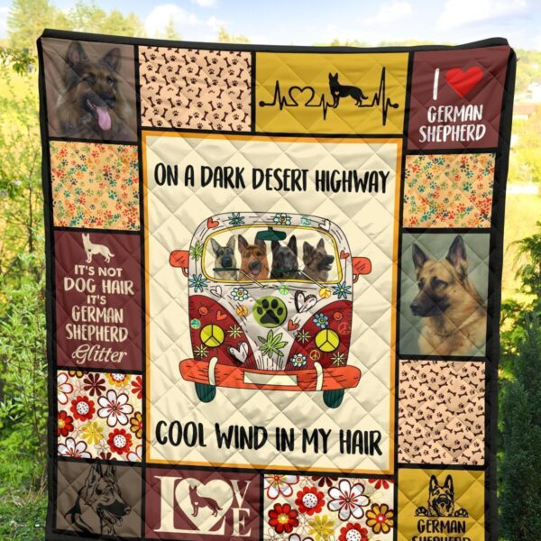 dog on dark desert hippie van german shepherd quilt blanket qjybk