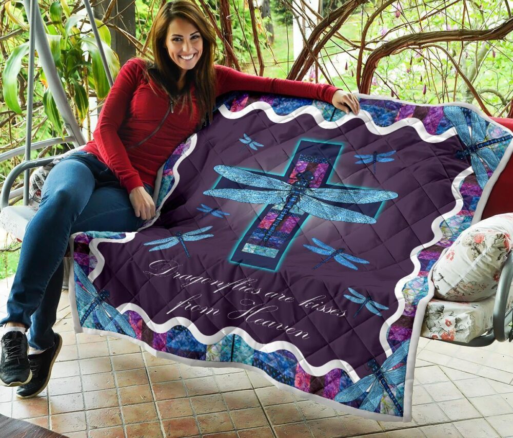 Dragonflies Are Kisses From Heaven Quilt Blanket Dragonfly Lover