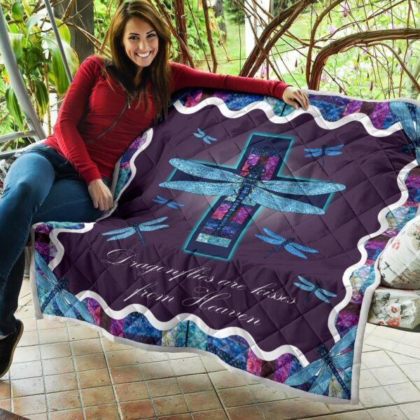 dragonflies are kisses from heaven quilt blanket dragonfly lover lr46o