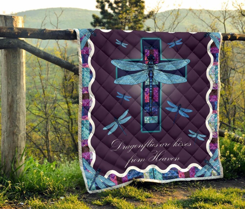 Dragonflies Are Kisses From Heaven Quilt Blanket Dragonfly Lover