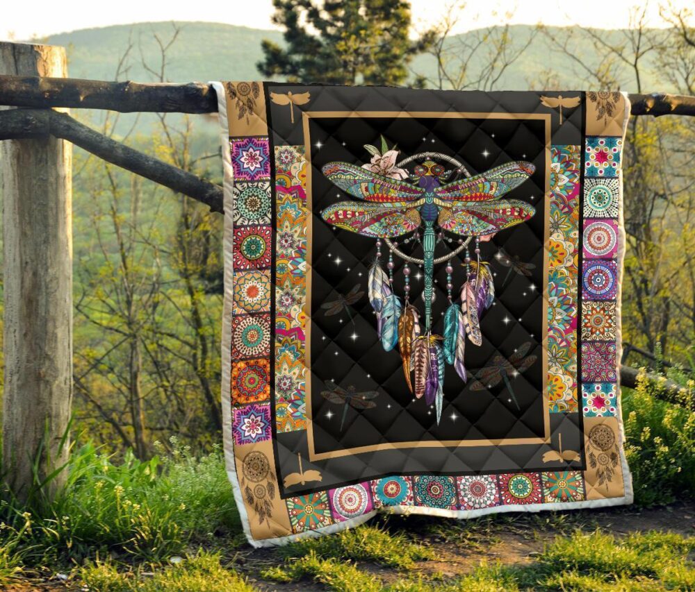 Dreamcatcher Native Dragonfly Quilt Blanket Amazing Gift Idea