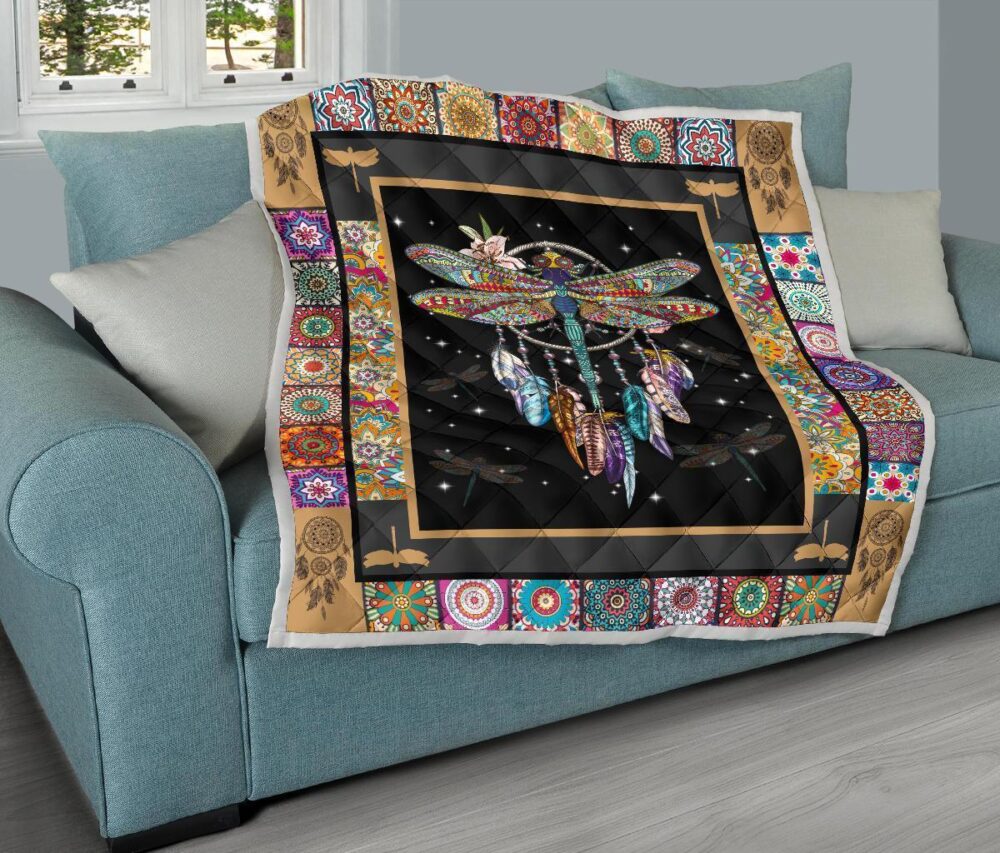 Dreamcatcher Native Dragonfly Quilt Blanket Amazing Gift Idea