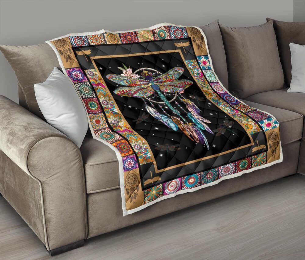 Dreamcatcher Native Dragonfly Quilt Blanket Amazing Gift Idea