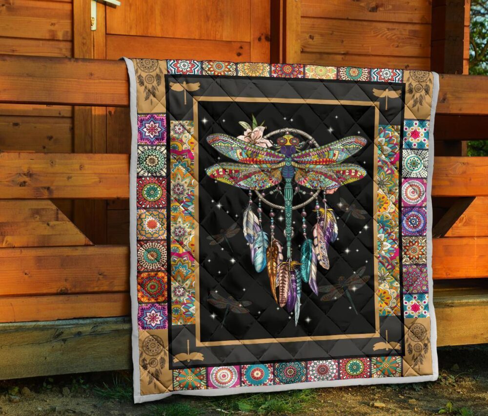 Dreamcatcher Native Dragonfly Quilt Blanket Amazing Gift Idea