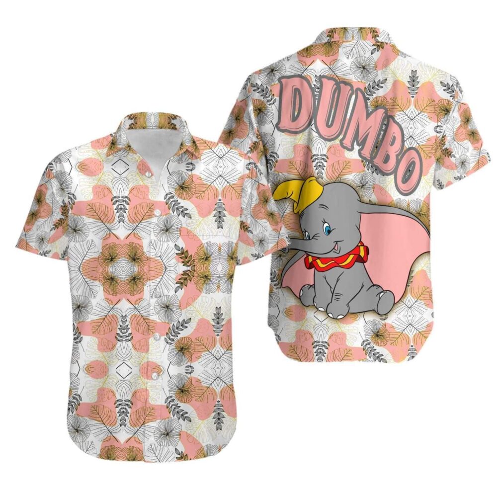 Dumbo Pink Summer Custom Button Up Hawaiian Shirt