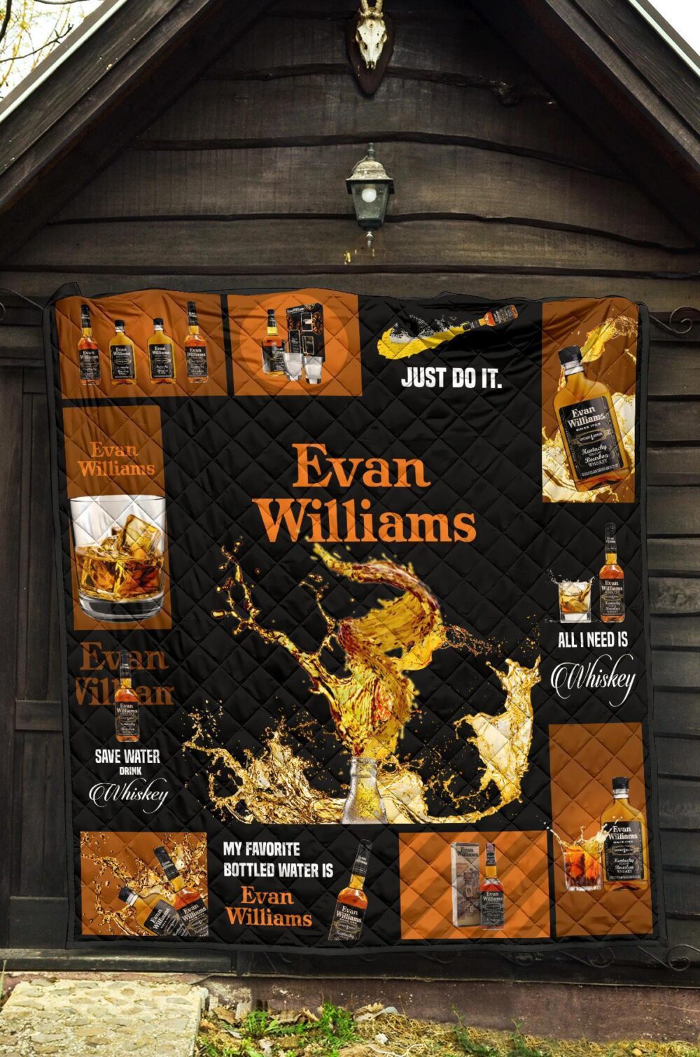 Evan Williams Quilt Blanket All I Need Is Whisky Gift Idea