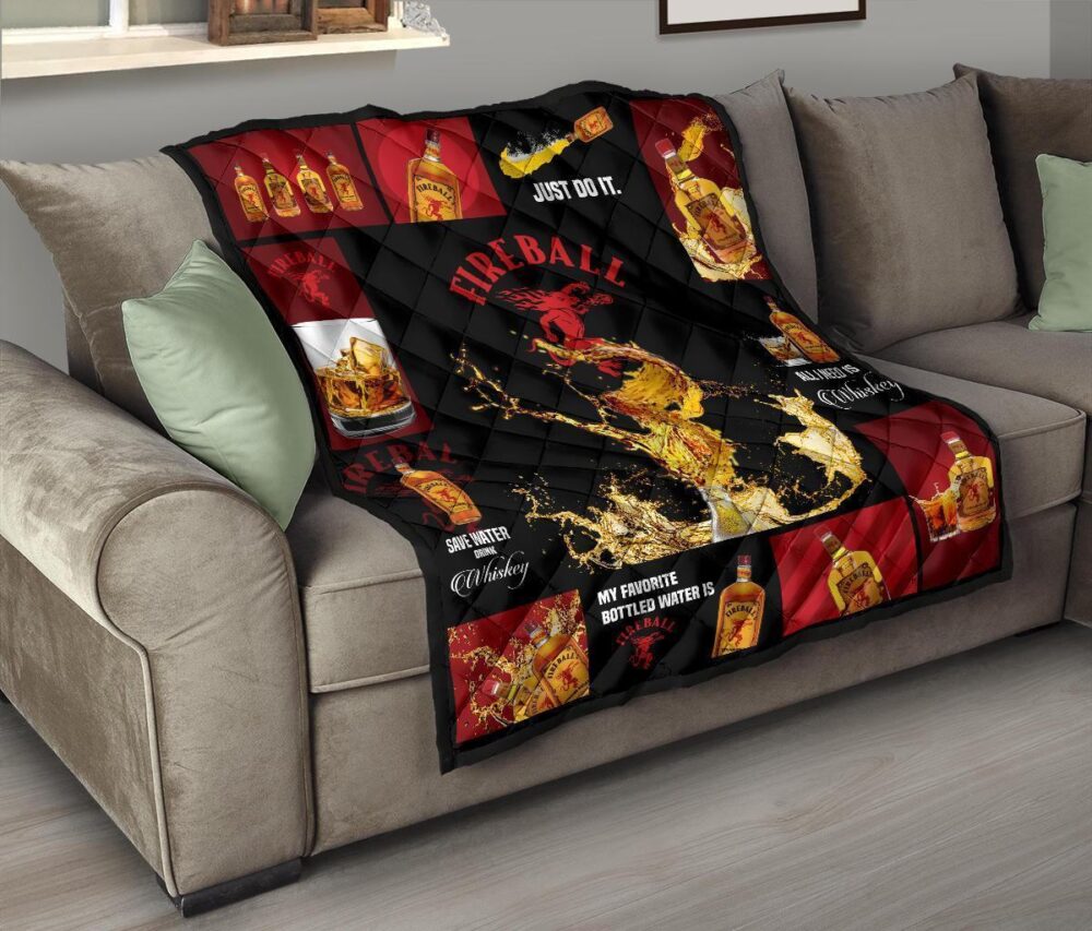 Fireball Cinnamon Quilt Blanket All I Need Is Whisky Gift Idea