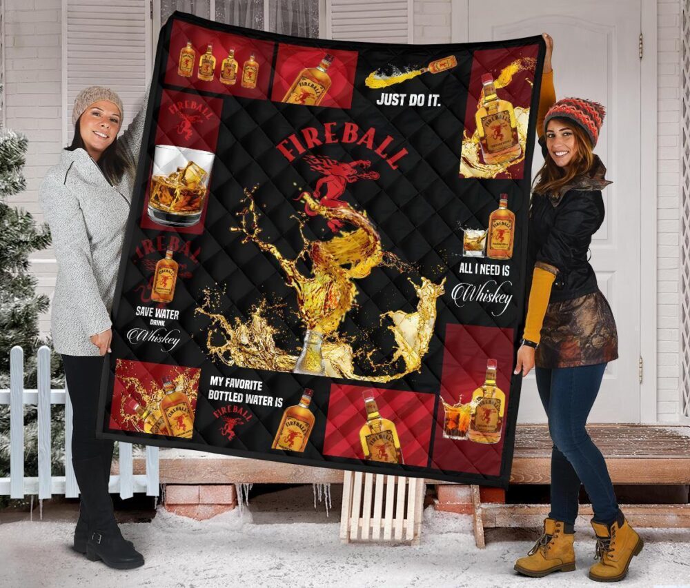 Fireball Cinnamon Quilt Blanket All I Need Is Whisky Gift Idea