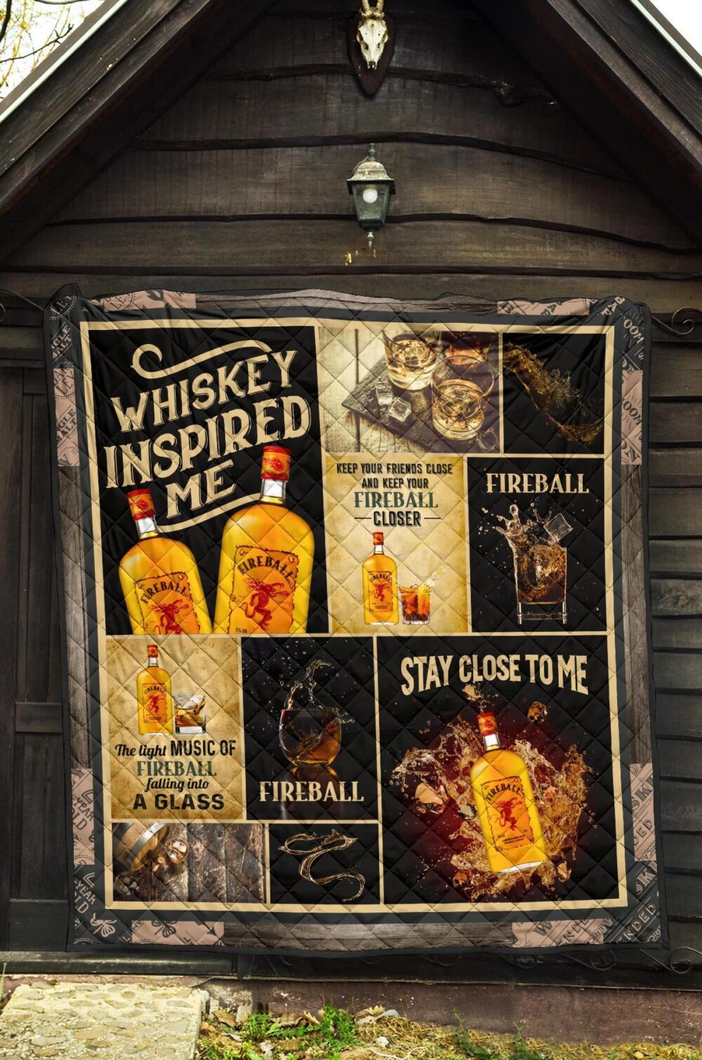 Fireball Quilt Blanket Whiskey Inspired Me Funny Gift Idea