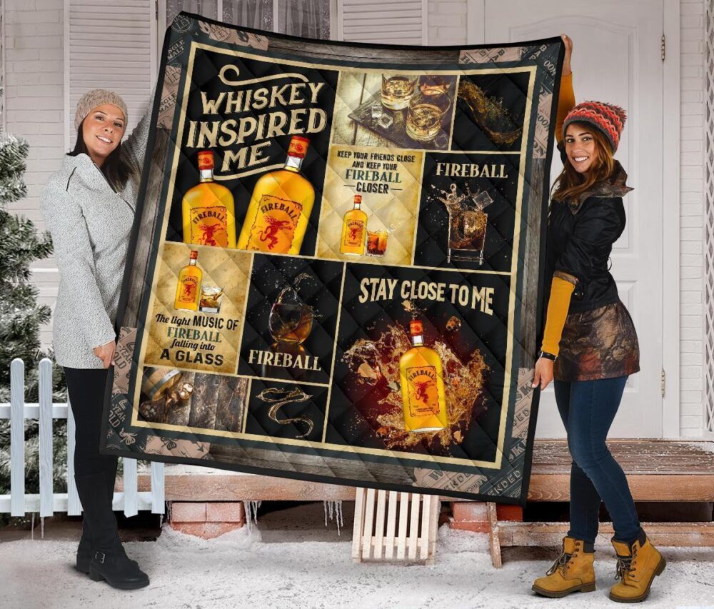 Fireball Quilt Blanket Whiskey Inspired Me Funny Gift Idea