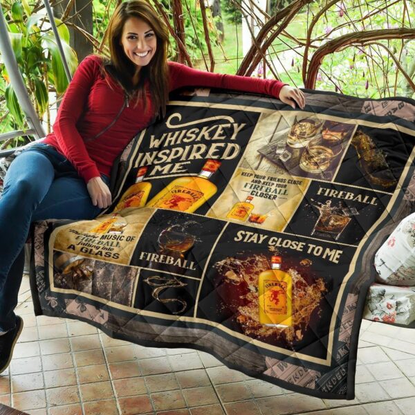 fireball quilt blanket whiskey inspired me funny gift idea waydw