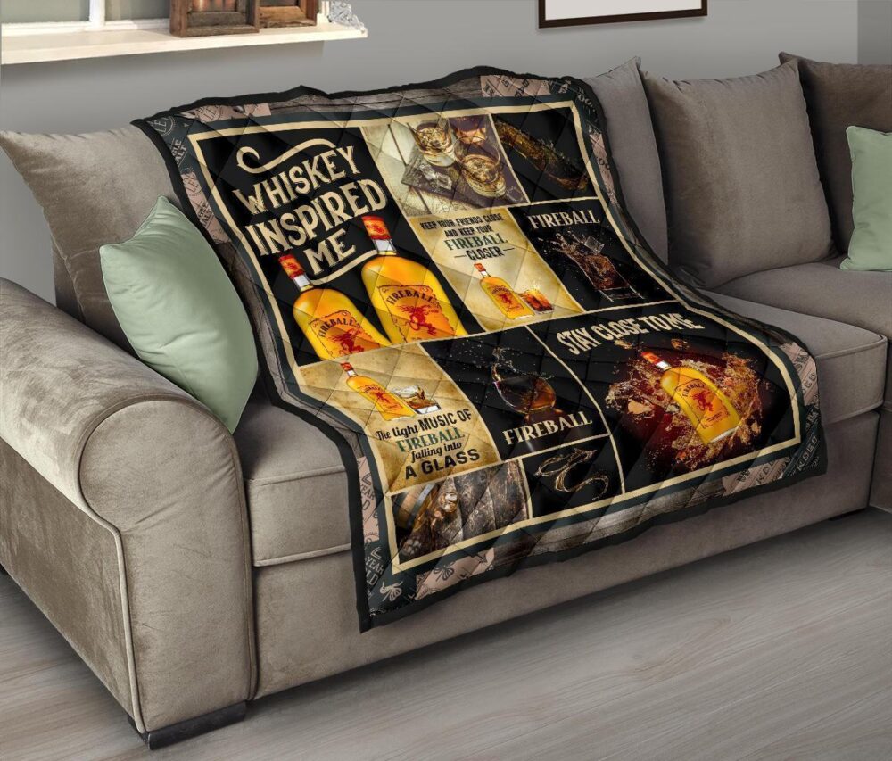 Fireball Quilt Blanket Whiskey Inspired Me Funny Gift Idea