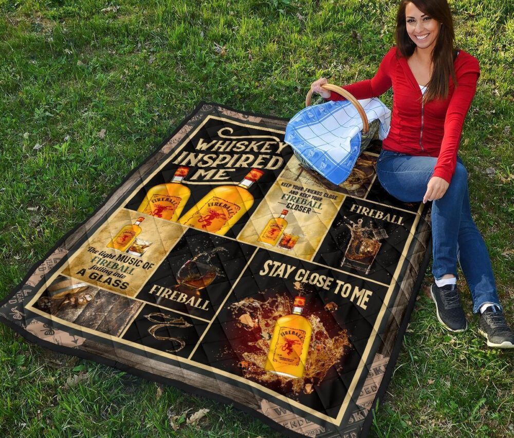 Fireball Quilt Blanket Whiskey Inspired Me Funny Gift Idea