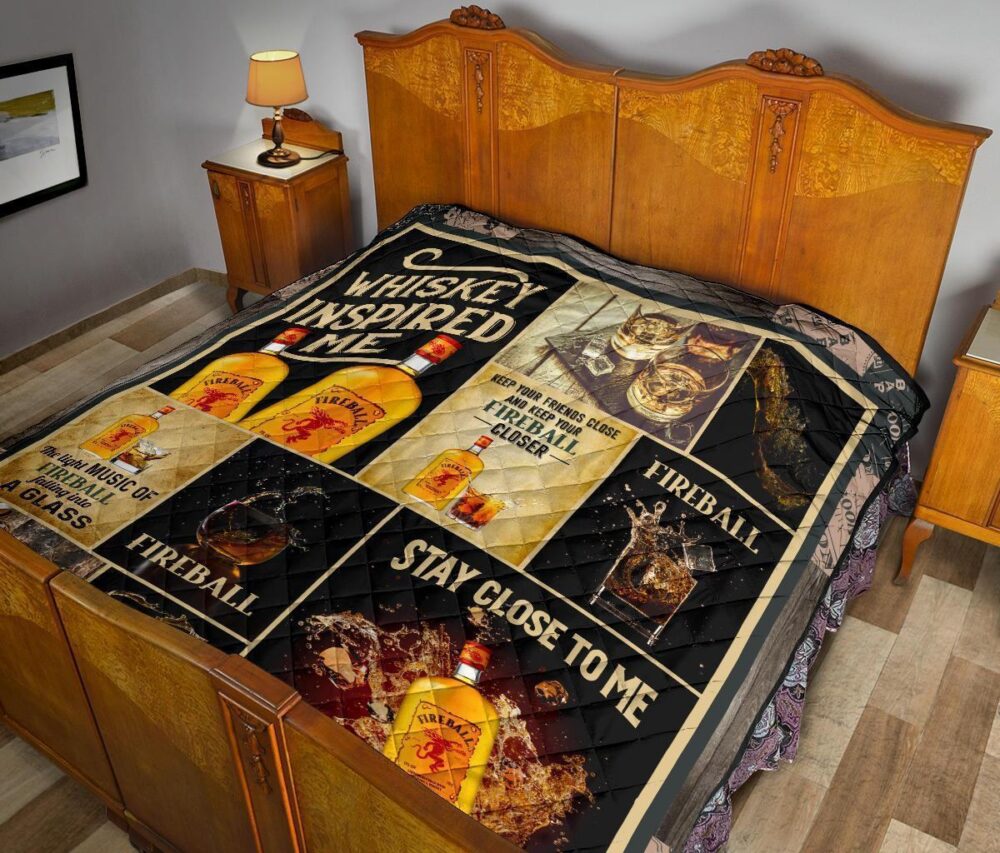 Fireball Quilt Blanket Whiskey Inspired Me Funny Gift Idea