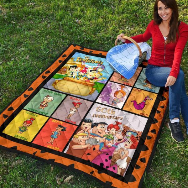 flintstone 60th anniversary quilt blanket cartoon fan gift rcdoe