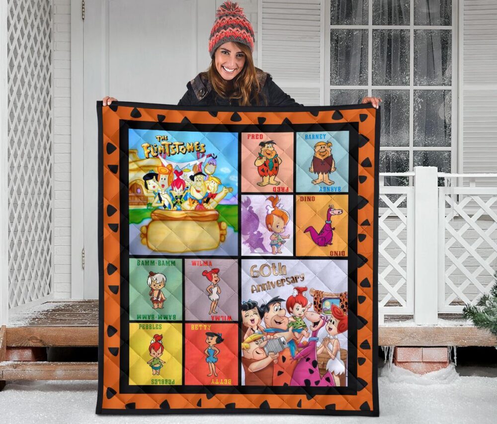 Flintstone 60th Anniversary Quilt Blanket Cartoon Fan Gift