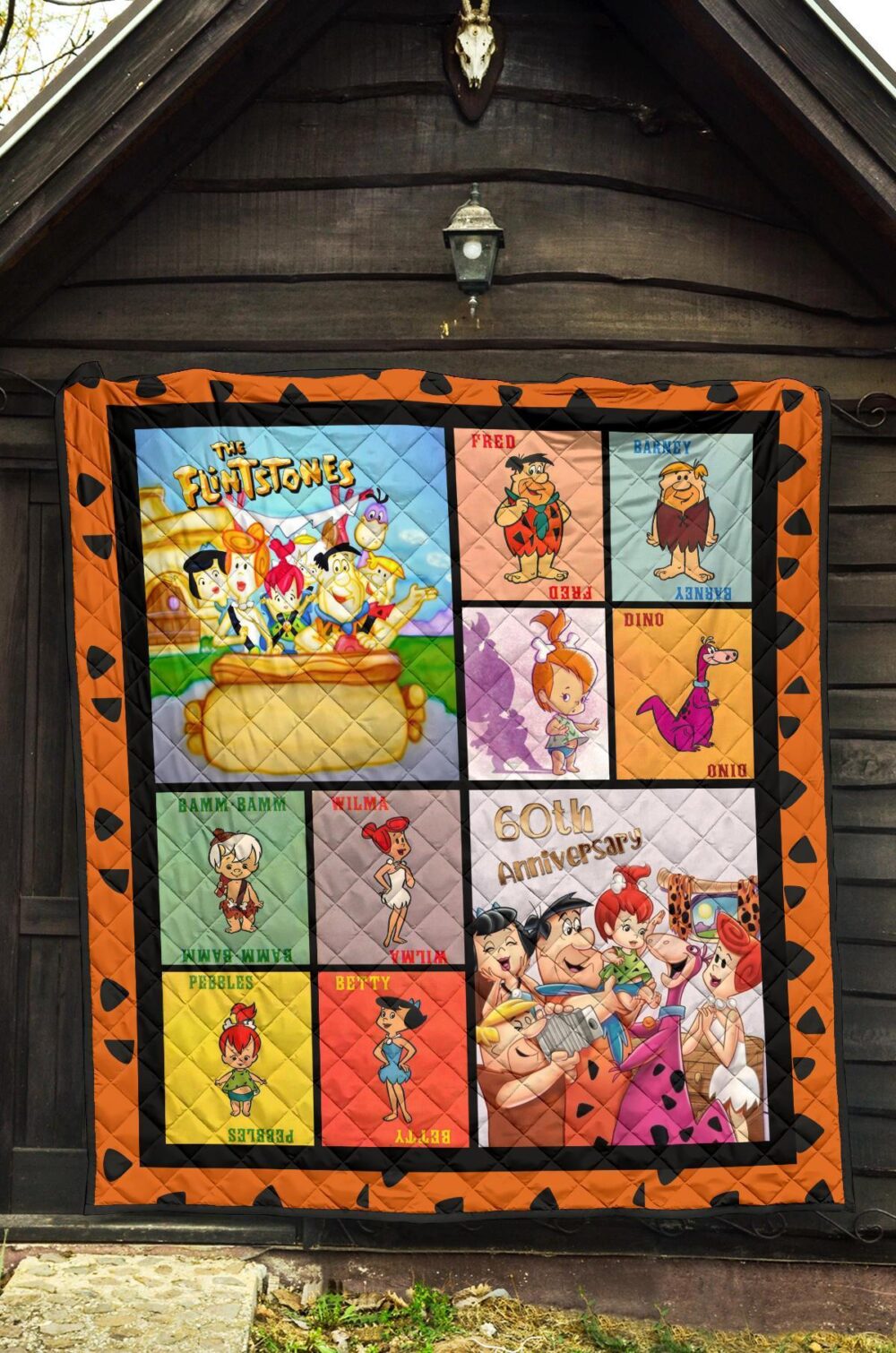 Flintstone 60th Anniversary Quilt Blanket Cartoon Fan Gift