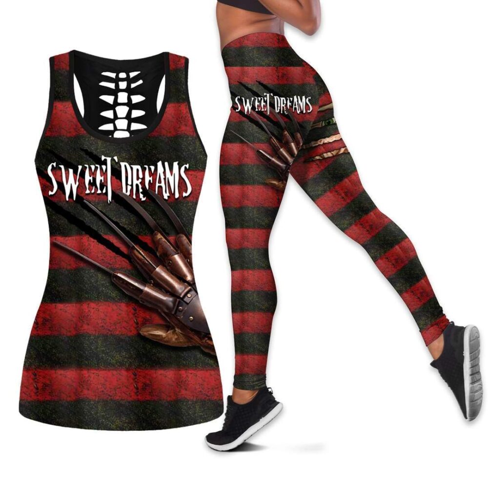 Freddy Krueger Pattern Tank Top Legging Set Outfit | CTLJS42