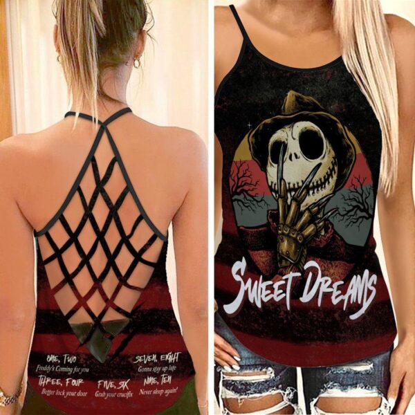 Freddy Krueger Sweet Dreams Horror Movies Criss Cross Tank Top CT1002