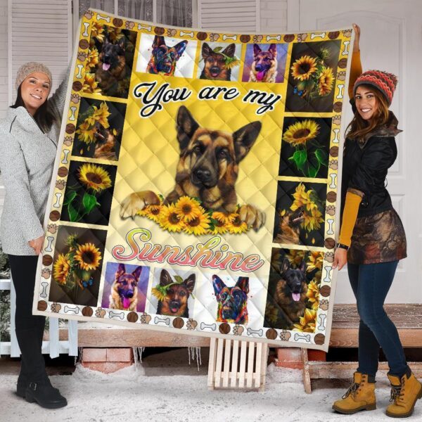 german shepherd you are my sunshine sunflower quilt blanket fnhqj