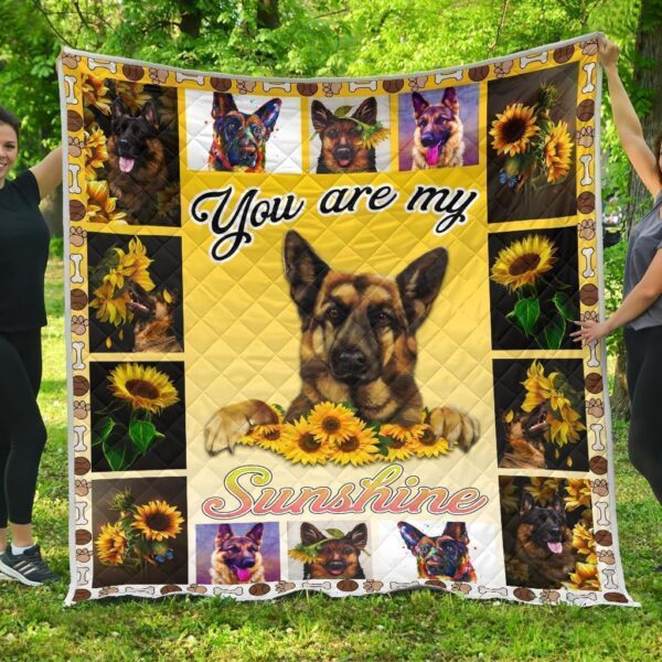 German Shepherd You Are My Sunshine Sunflower Quilt Blanket