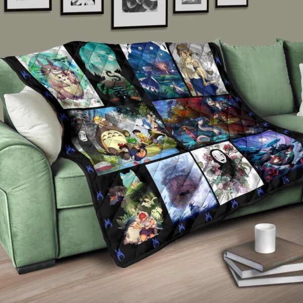 ghibi characters quilt blanket anime fan gift idea dvz9b