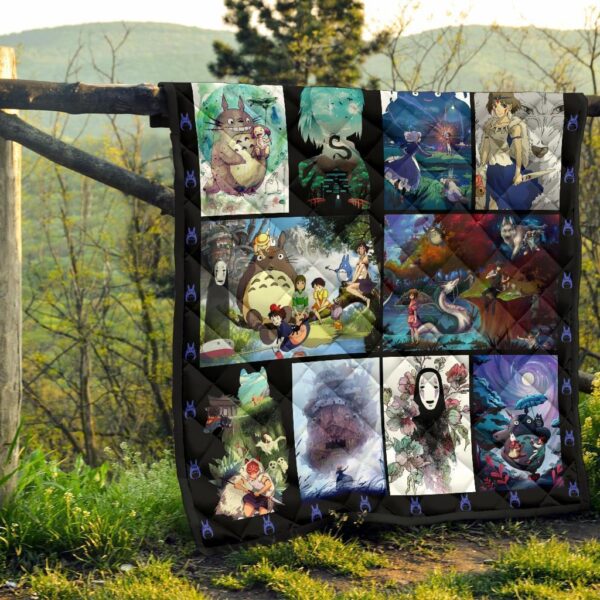 ghibi characters quilt blanket anime fan gift idea pmzb8