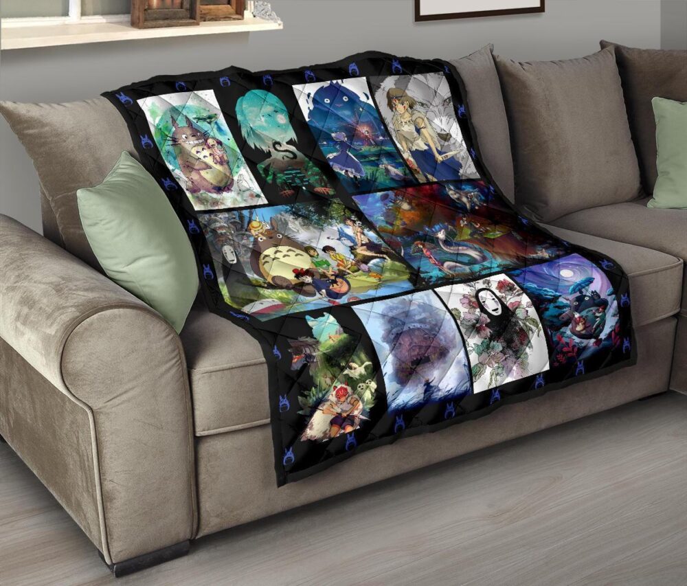 Ghibi Characters Quilt Blanket Anime Fan Gift Idea