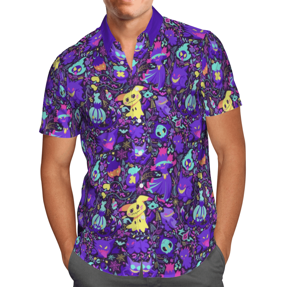 Ghost Pokemon Summer Custom Button Up Hawaiian Shirt