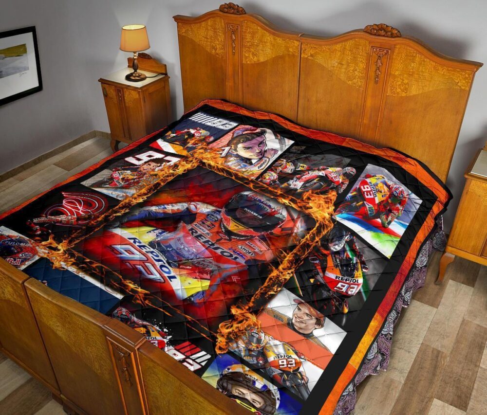 Grand Pix Marc Marquez Quilt Blanket MotoGP Fan Gift Idea