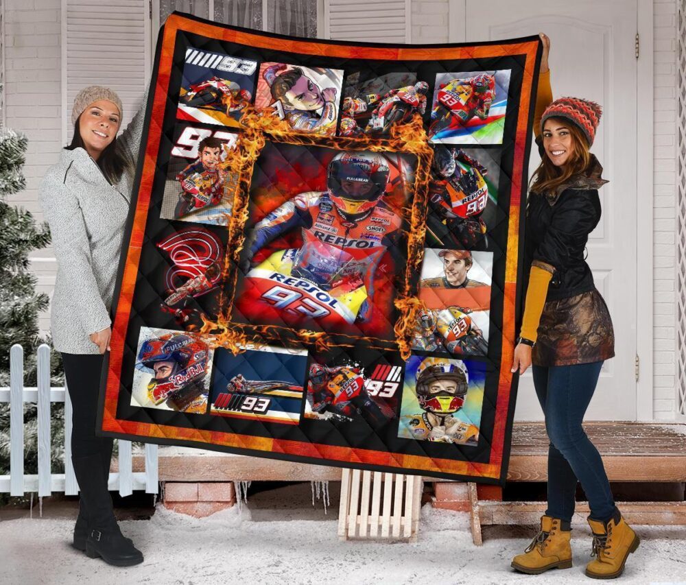 Grand Pix Marc Marquez Quilt Blanket MotoGP Fan Gift Idea