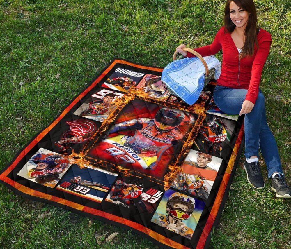 Grand Pix Marc Marquez Quilt Blanket MotoGP Fan Gift Idea