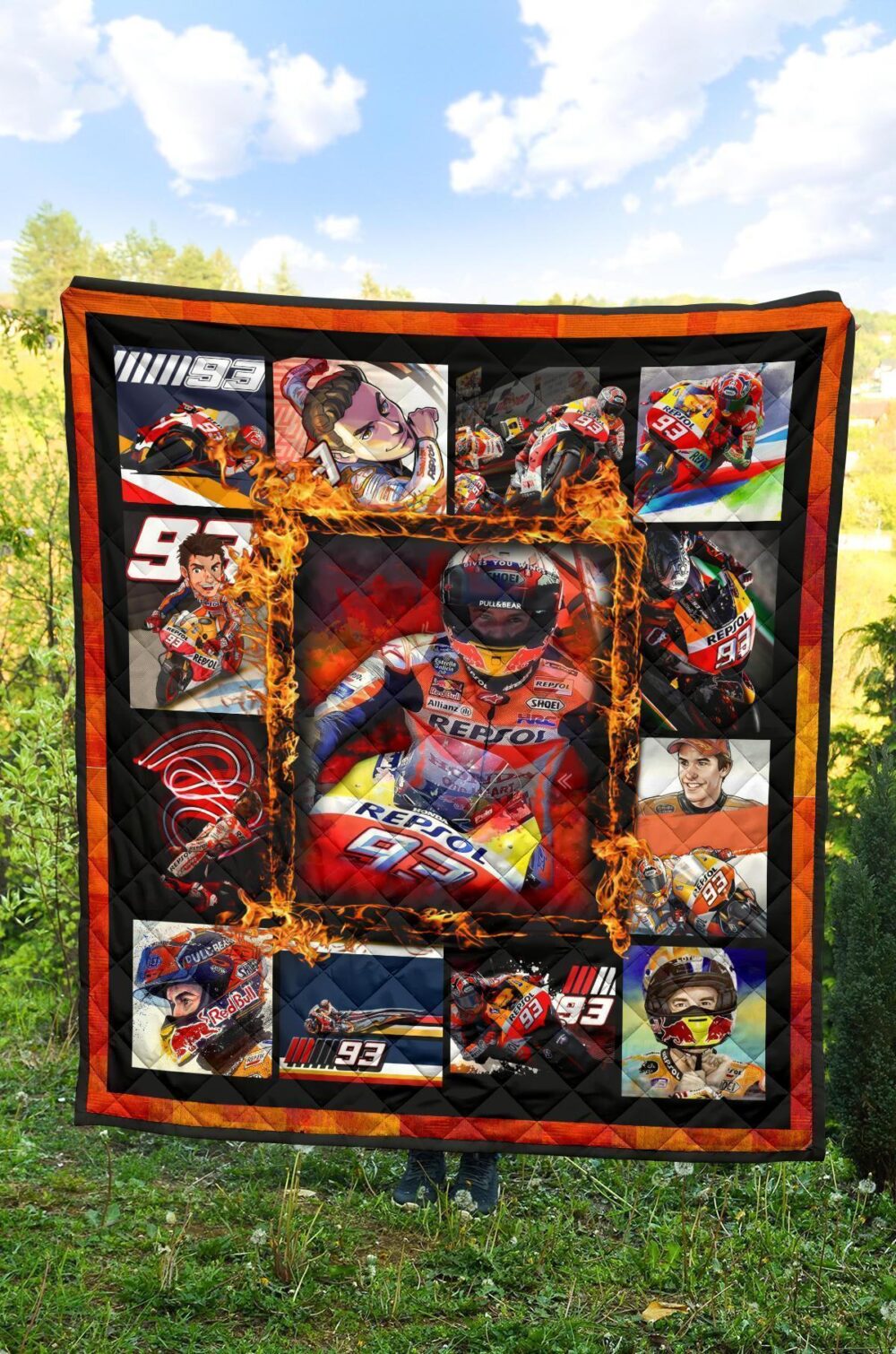 Grand Pix Marc Marquez Quilt Blanket MotoGP Fan Gift Idea