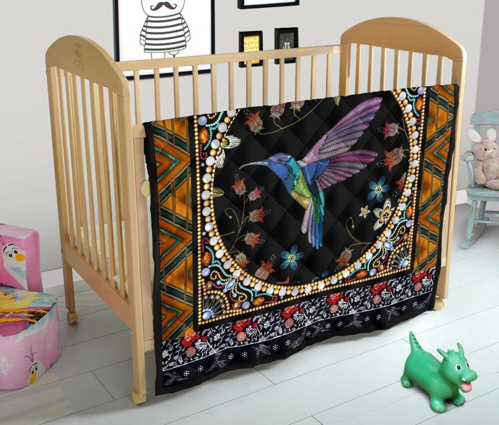 Graphic Art Humming Bird Quilt Blanket Gift Idea