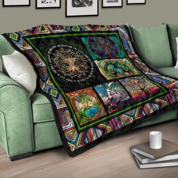 graphic art tree of life quilt blanket gift for earth lover vmnie