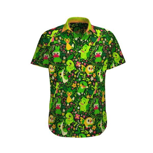 Grass Pokemon Summer Custom Button Up Hawaiian Shirt