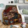 grateful dead skull floral fleece blanket gift idea for fan mlhfd