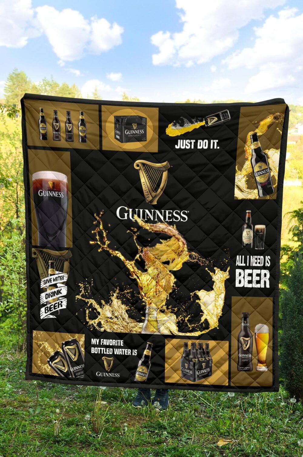 Guinness Quilt Blanket All I Need Is Beer Gift Idea