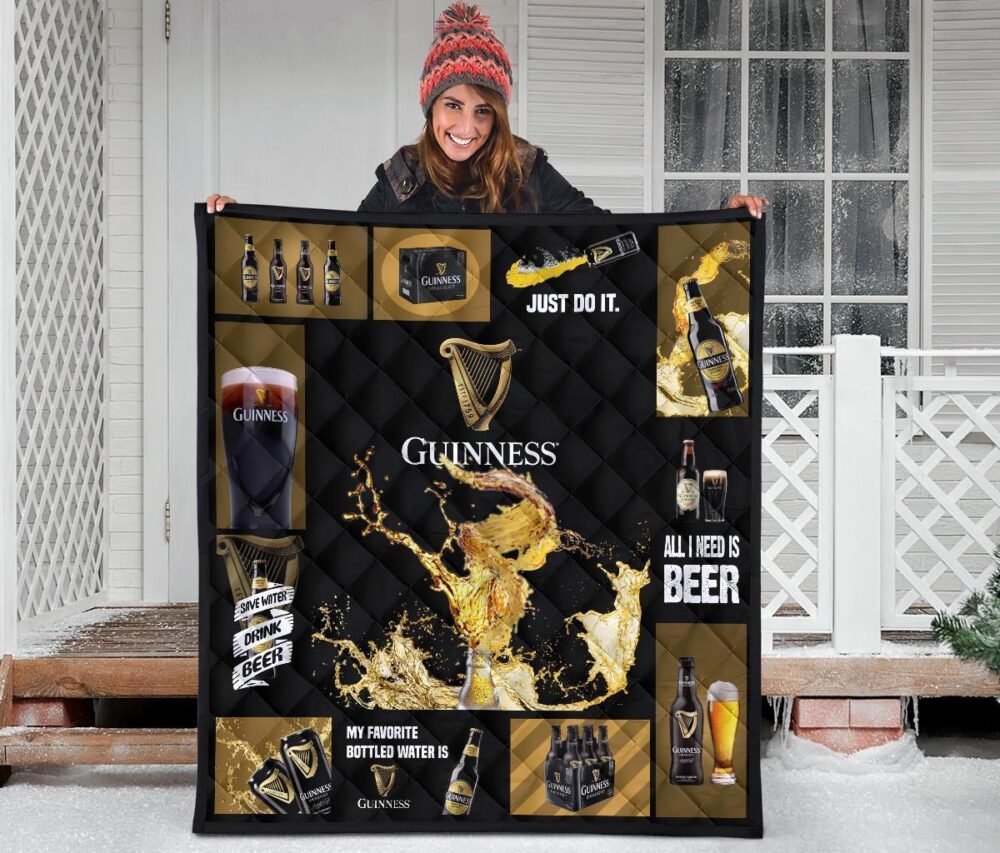 Guinness Quilt Blanket All I Need Is Beer Gift Idea