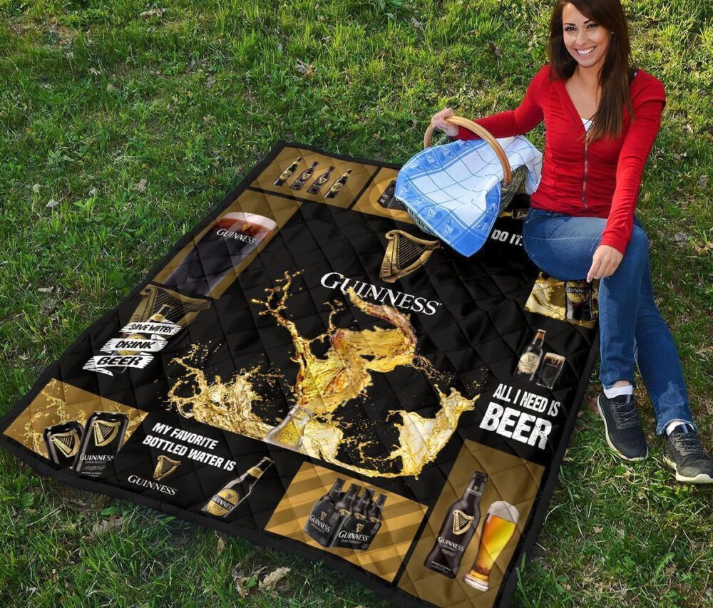 Guinness Quilt Blanket All I Need Is Beer Gift Idea