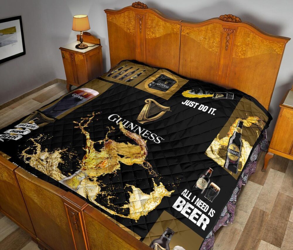 Guinness Quilt Blanket All I Need Is Beer Gift Idea